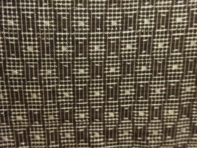 JAPANESE KIMONO / ANTIQUE ABSTRACT PATTERN WOVEN DORO OSHIMA TSUMUGI H